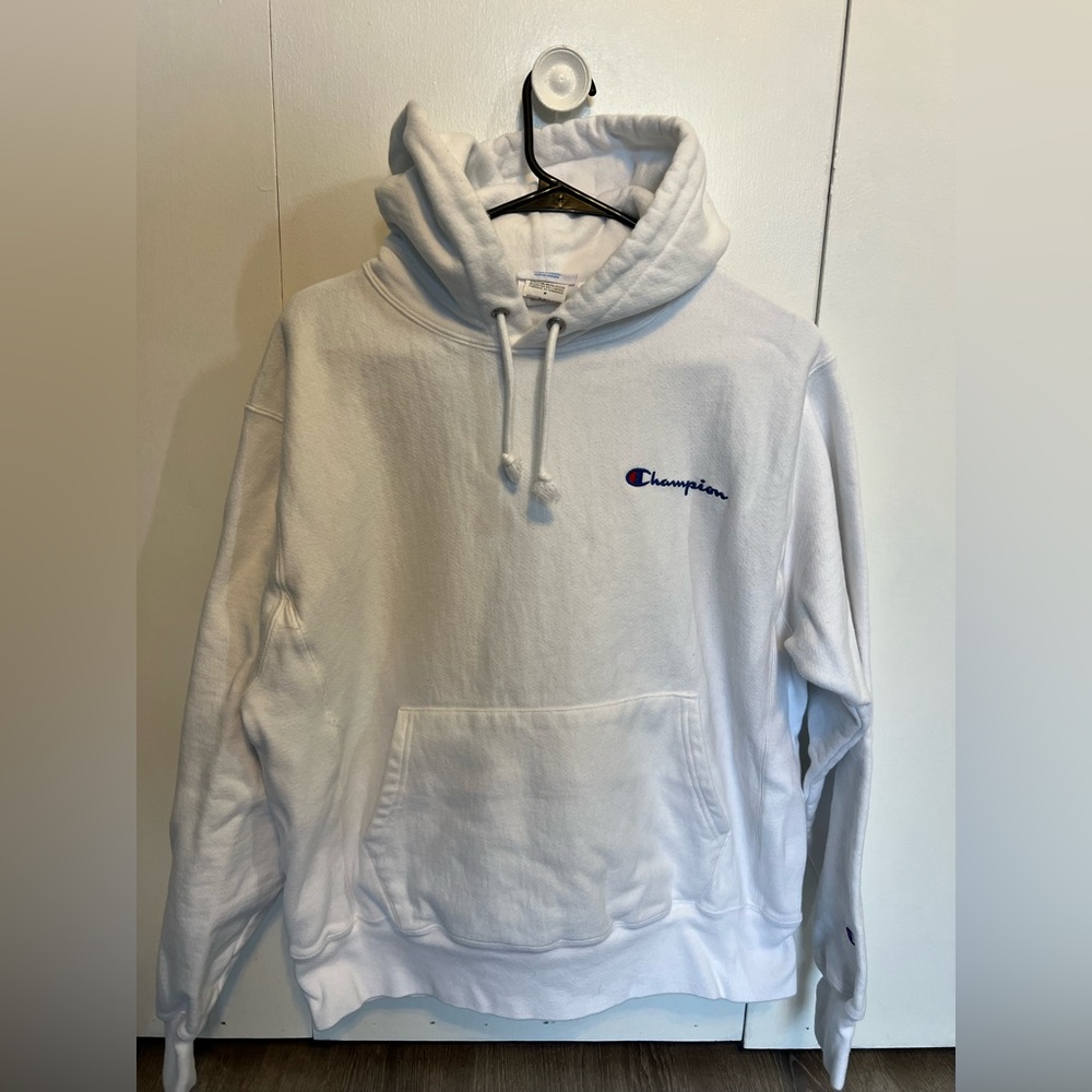 Champion Reverse Weave Hoodie White / White Size Medium EXCELLENT Condition